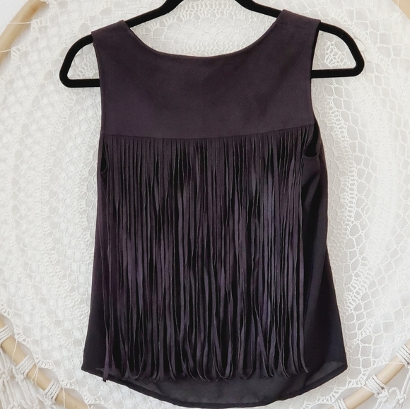1. State Faux Suede Fringe Boho Sleeveless Top XS - Picture 8 of 9